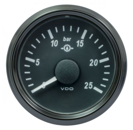 VDO Gear Oil Pressure Gauges 25Bar Black 52mm